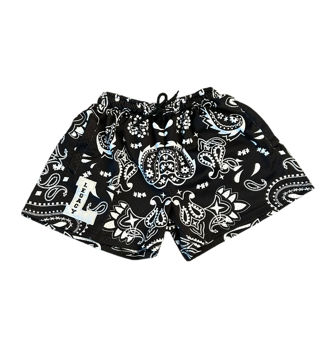 Paisley Mesh Shorts (Black)