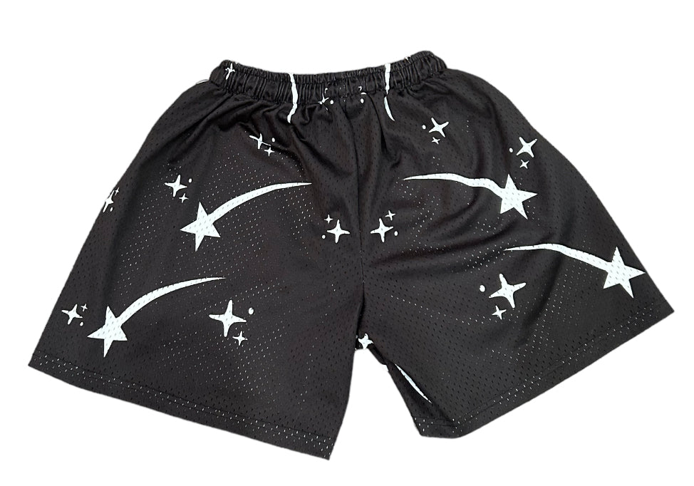 Black Shooting Star Mesh Shorts