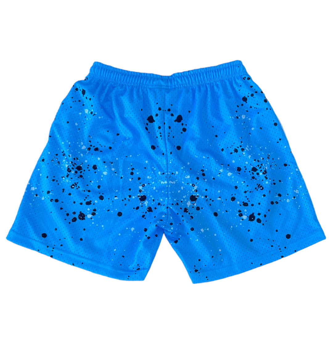 Blue Splatter Paint Mesh Shorts